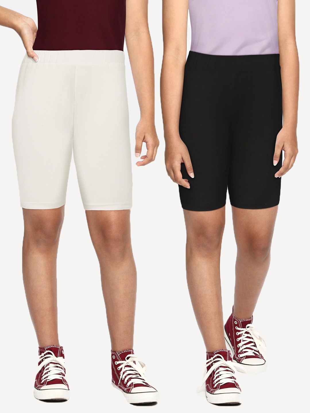 SEYBIL | SEYBIL Girls Pack of 2 Solid Slim Fit Shorts 8