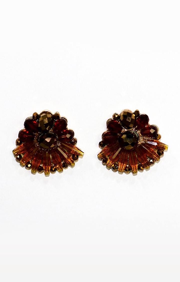 EMM's Stylish Brown Crystal Stud Earrings