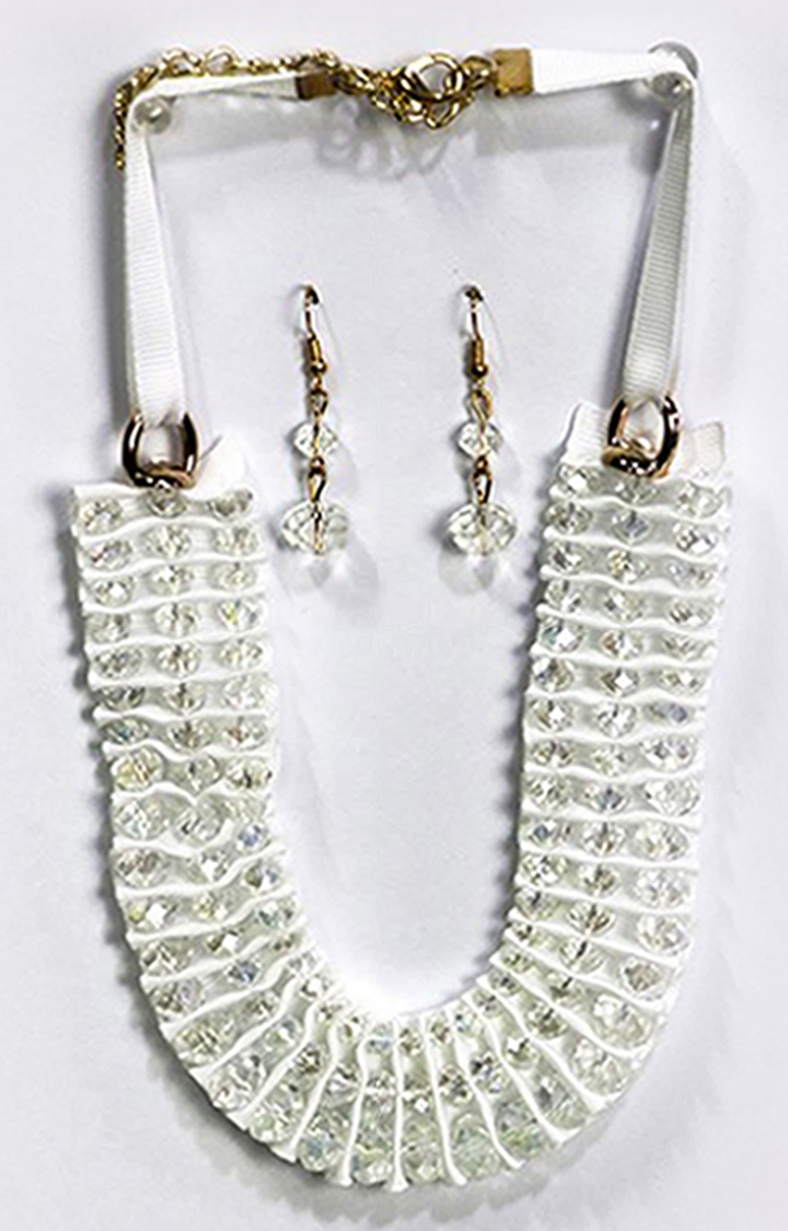 EMM | EMM's Pearl Studded White Necklace Set For Women And Girls 0