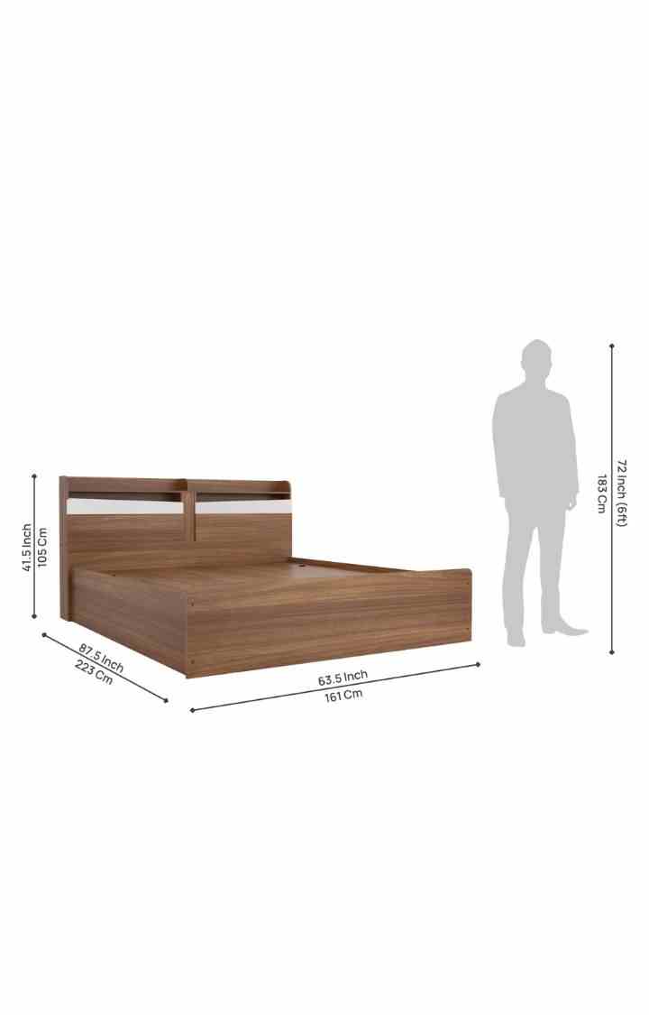 neudot Calton Queen Engineered Wood Hydraulic Bed - Teak