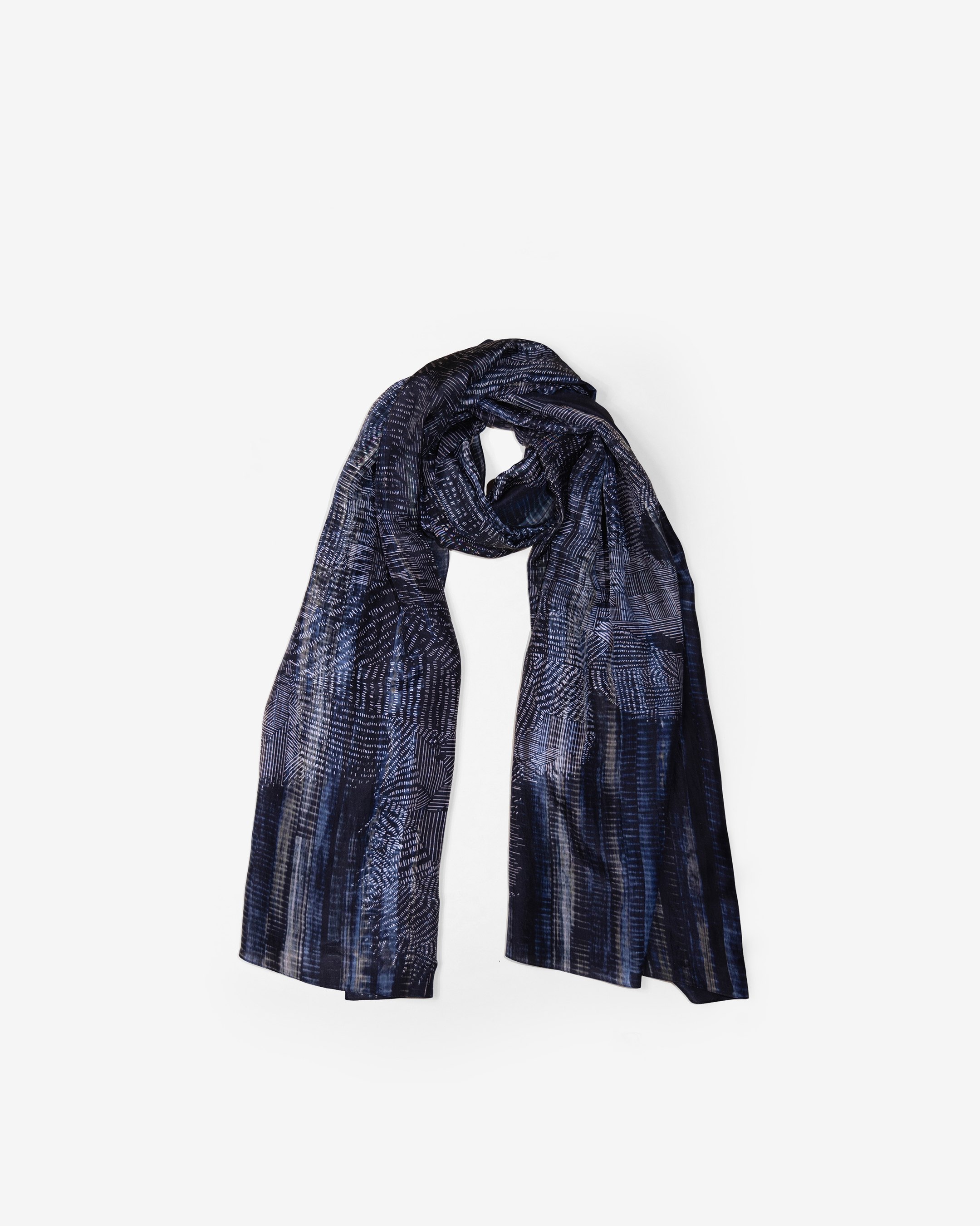 Navy Nightscape Silk Scarf