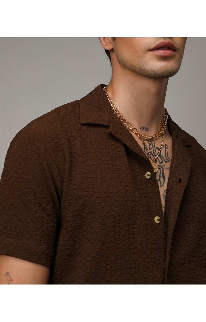 Men's Brown Solid Co-ords