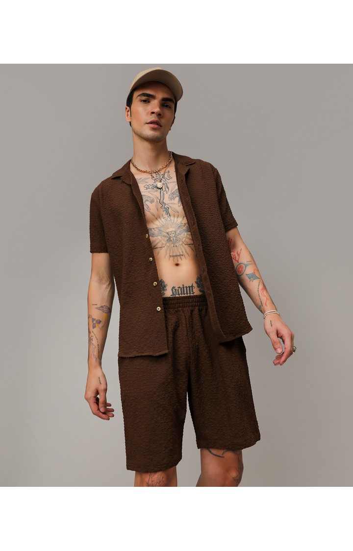 Men's Brown Solid Co-ords