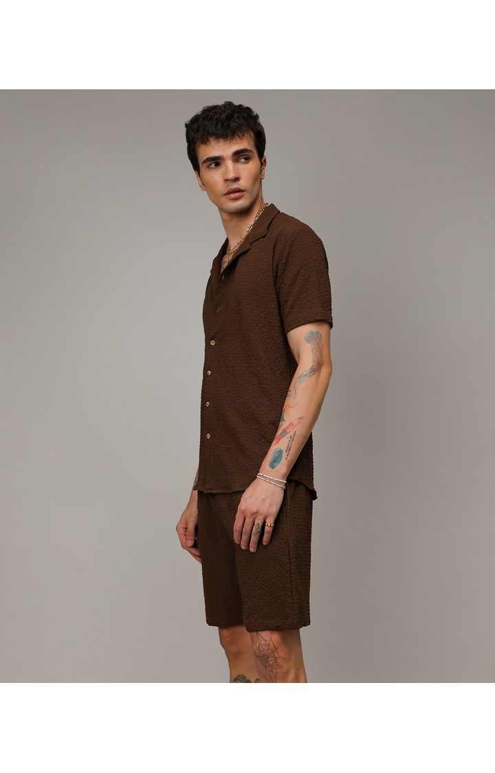 Men's Brown Solid Co-ords