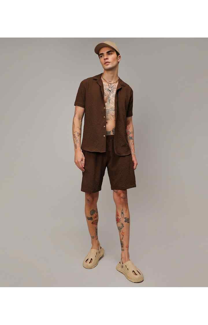 Men's Brown Solid Co-ords