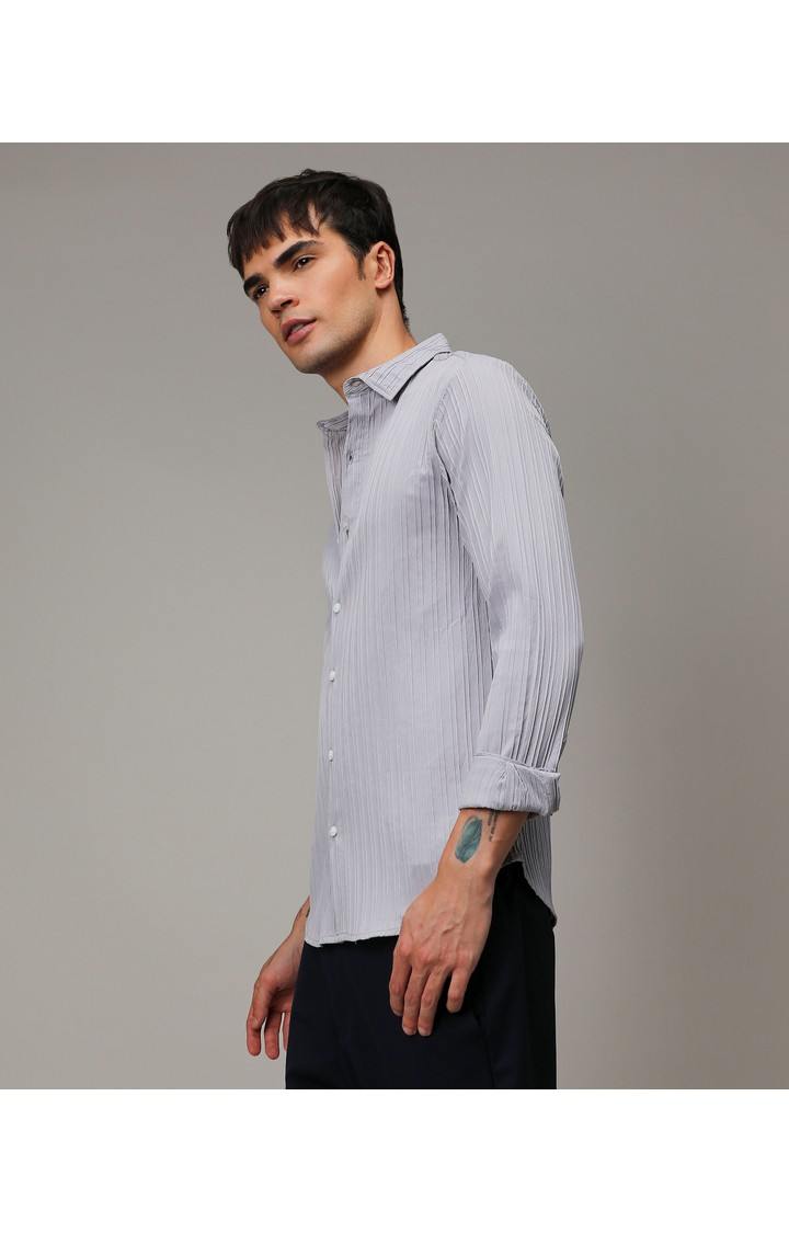 Men's Grey Solid Casual Shirts