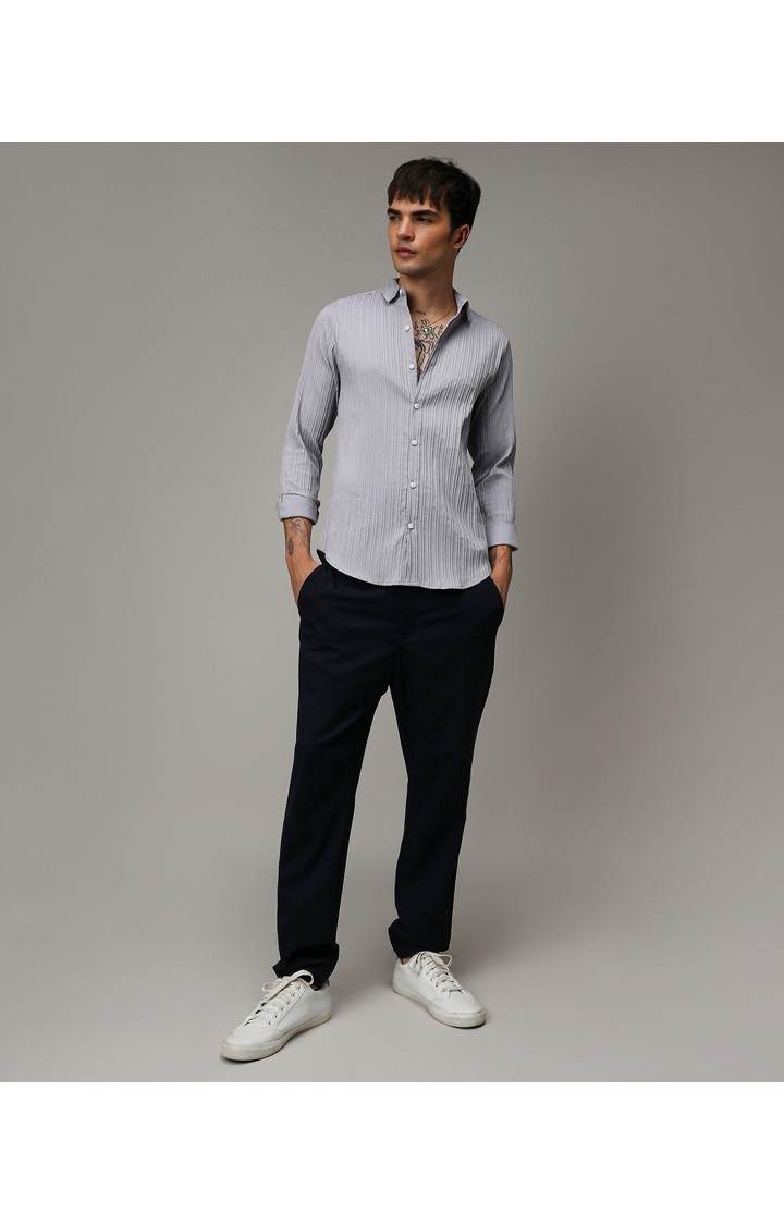 Men's Grey Solid Casual Shirts