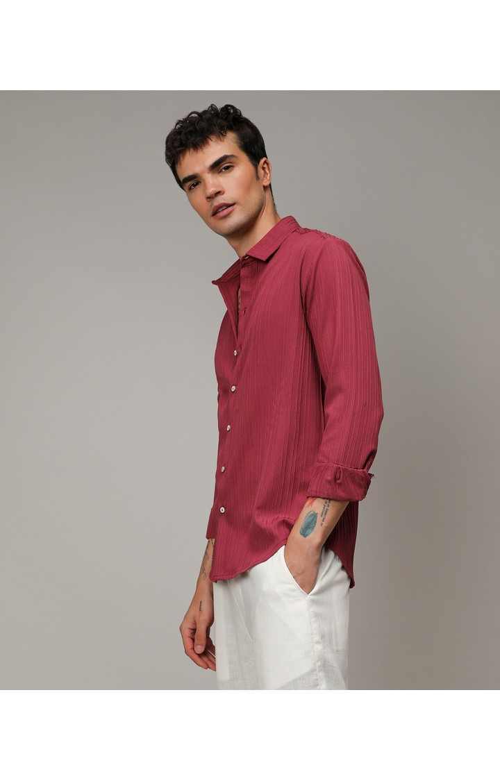 Men's Red Solid Casual Shirts
