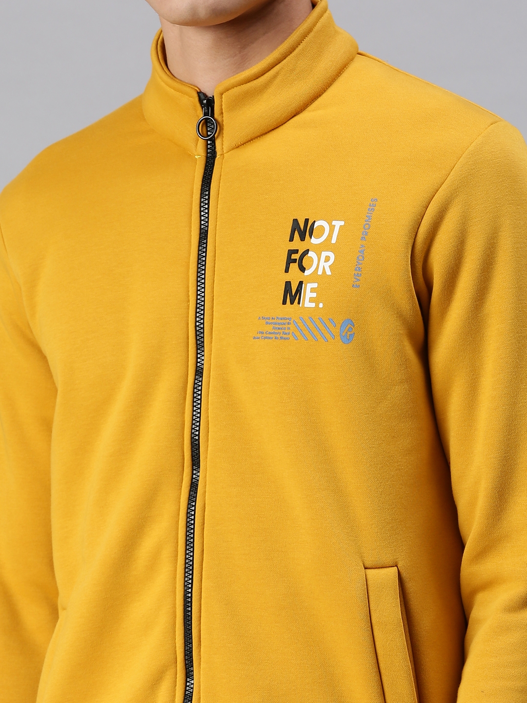 Showoff | SHOWOFF Men Yellow printed High Neck Full Sleeves Slim Fit Sweatshirt 5