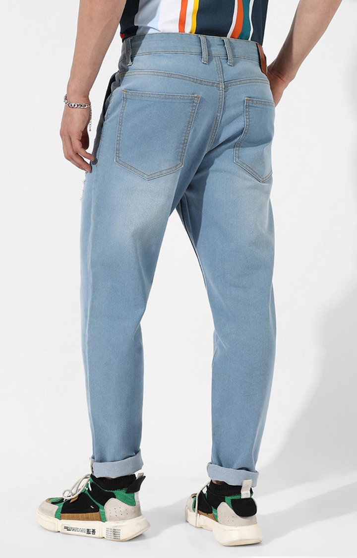 Men's Light Blue Ripped Denim Ripped Jeans