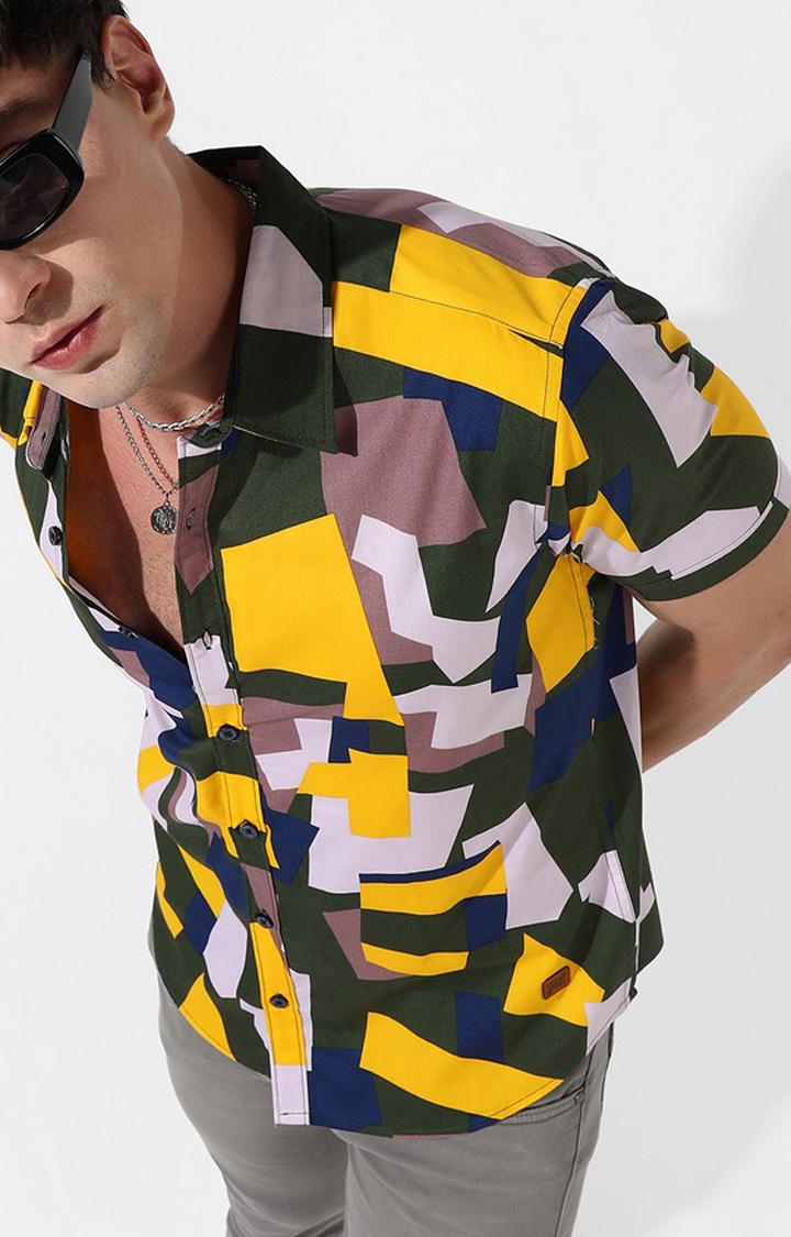 Men's Multicolour Cotton Printed Casual Shirt