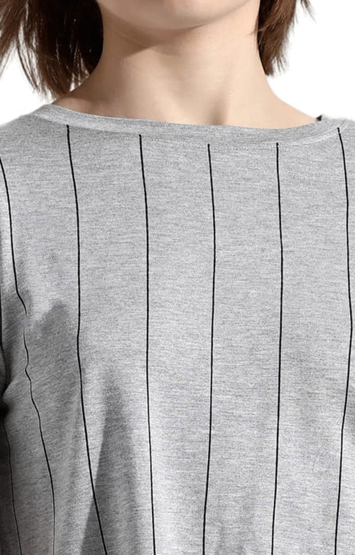 Women's Grey Striped Crop Top