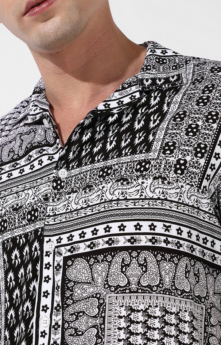 Men's Black Printed Co-ords