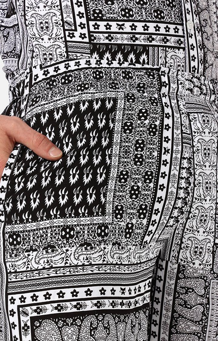 Men's Black Printed Co-ords
