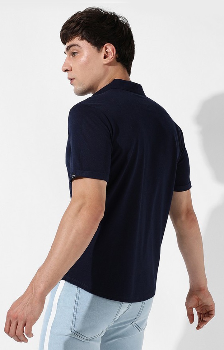 Men's Blue Solid Casual Shirts