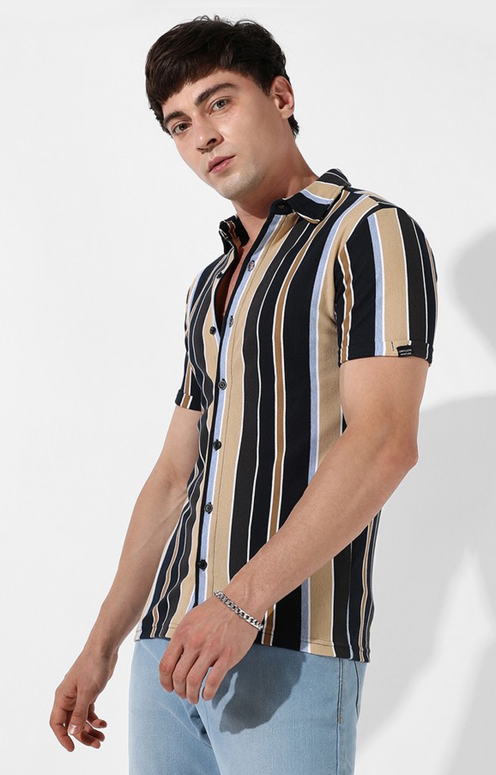 Men's Multicolour Cotton Striped Casual Shirt
