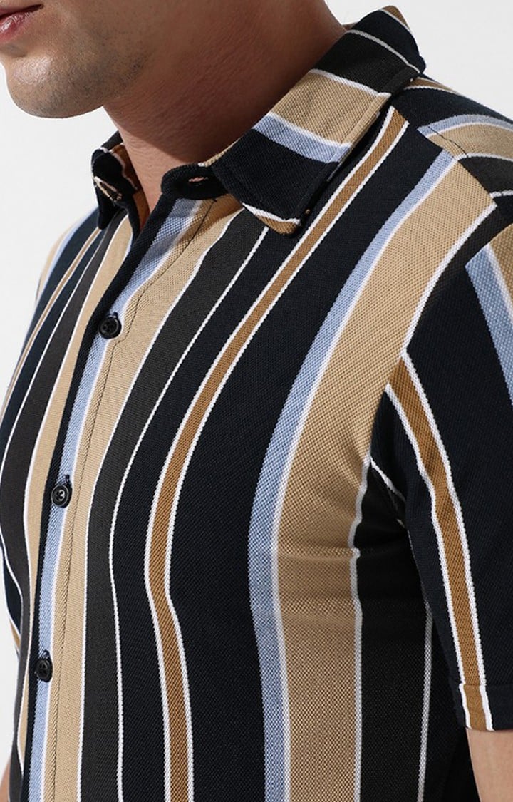 Men's Multicolour Cotton Striped Casual Shirt