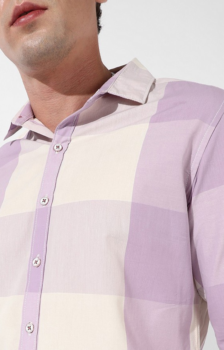 Men's Purple Checked Casual Shirts