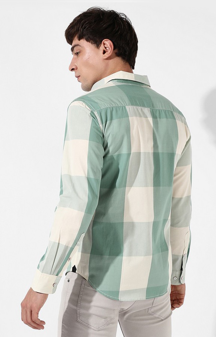 Men's Green Checked Casual Shirts