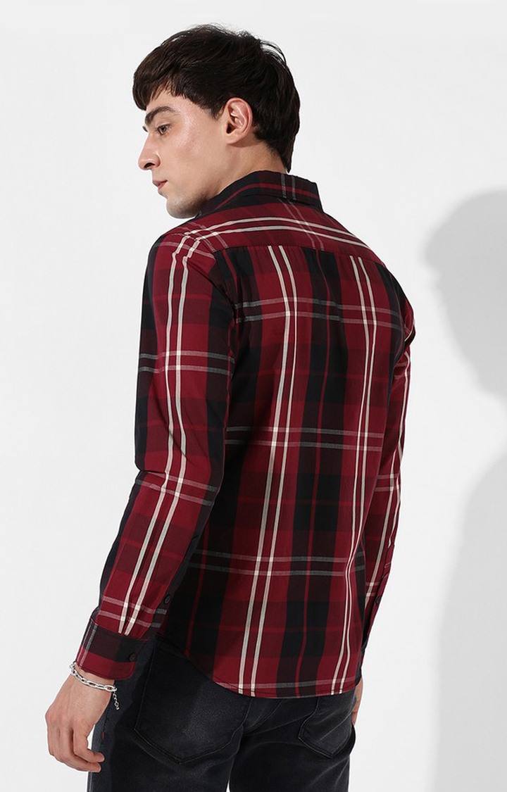 Men's Red Checked Casual Shirts