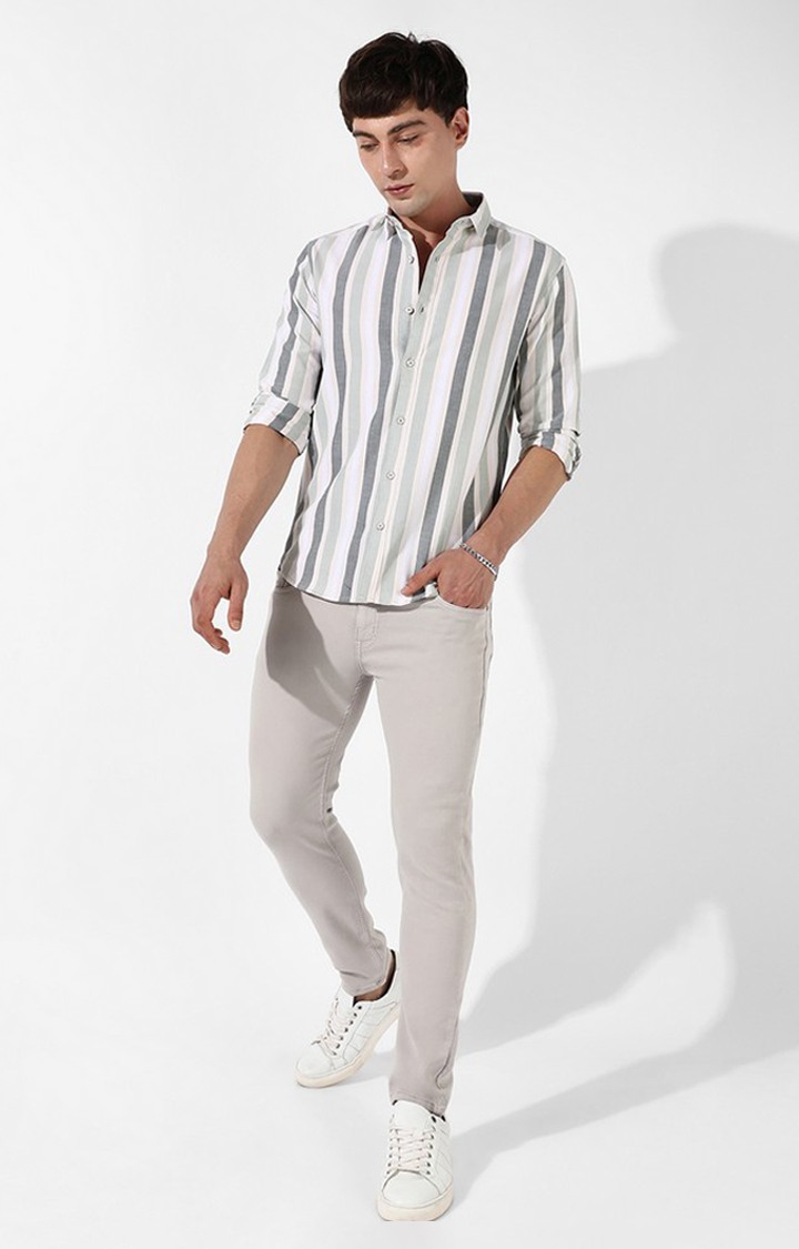 Men's Multicolour Cotton Striped Casual Shirt