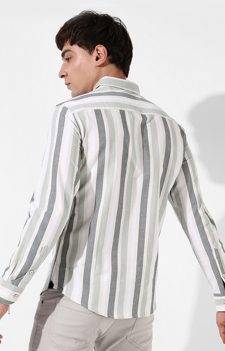 Men's Multicolour Cotton Striped Casual Shirt