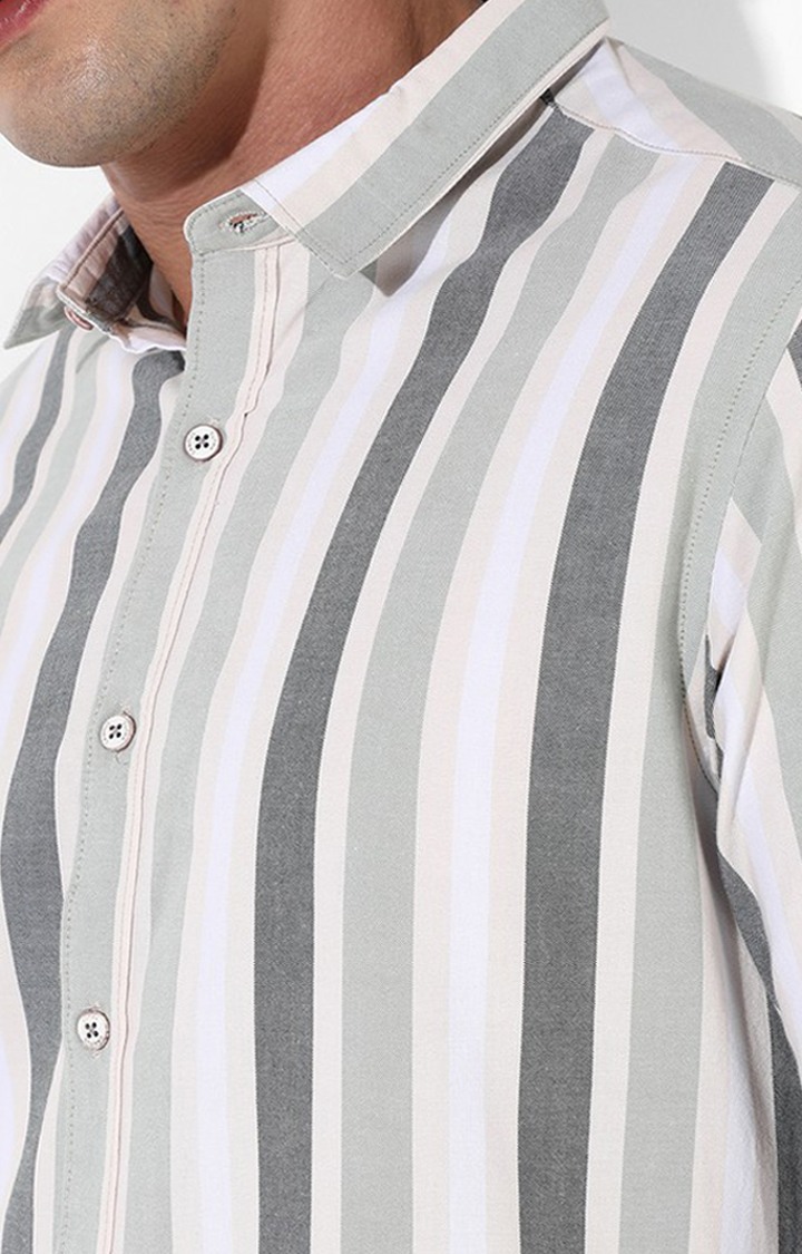 Men's Multicolour Cotton Striped Casual Shirt