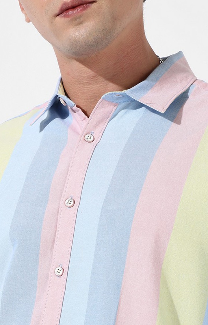 Men's Multicolour Cotton Striped Casual Shirt