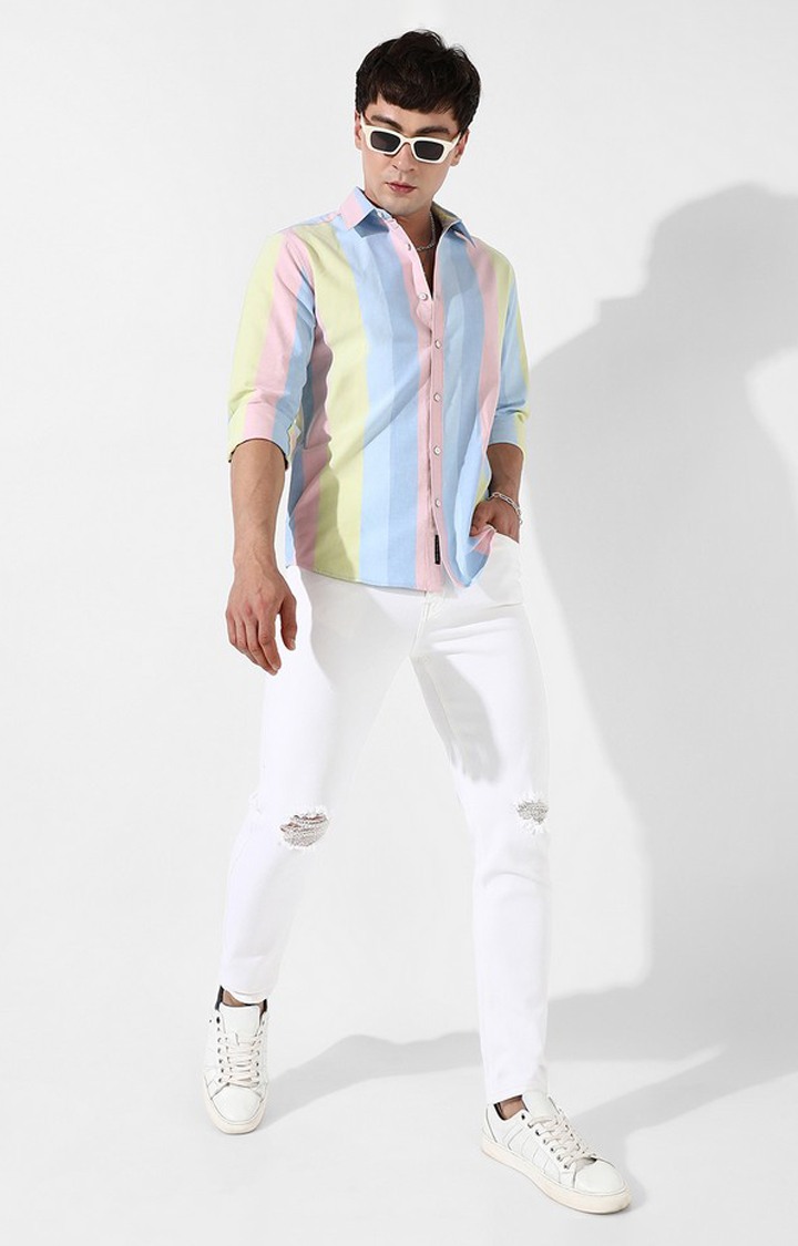 Men's Multicolour Cotton Striped Casual Shirt