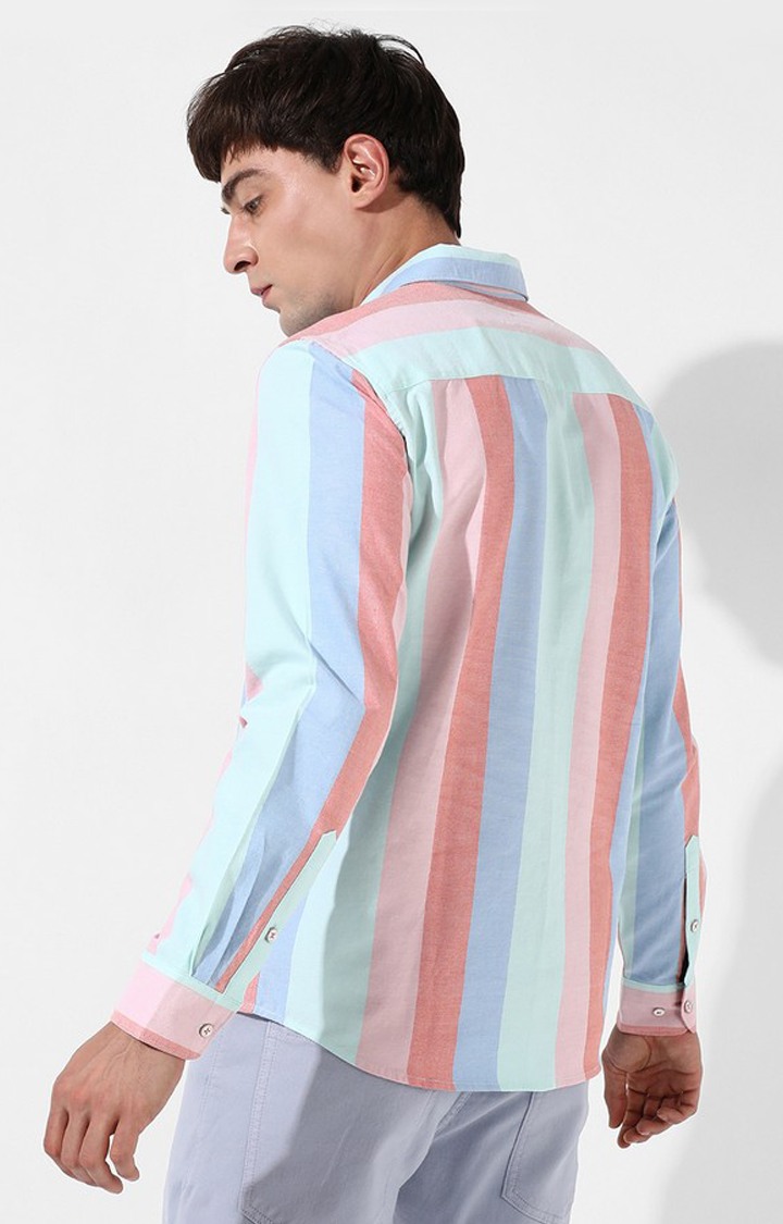 Men's Multicolour Cotton Striped Casual Shirt