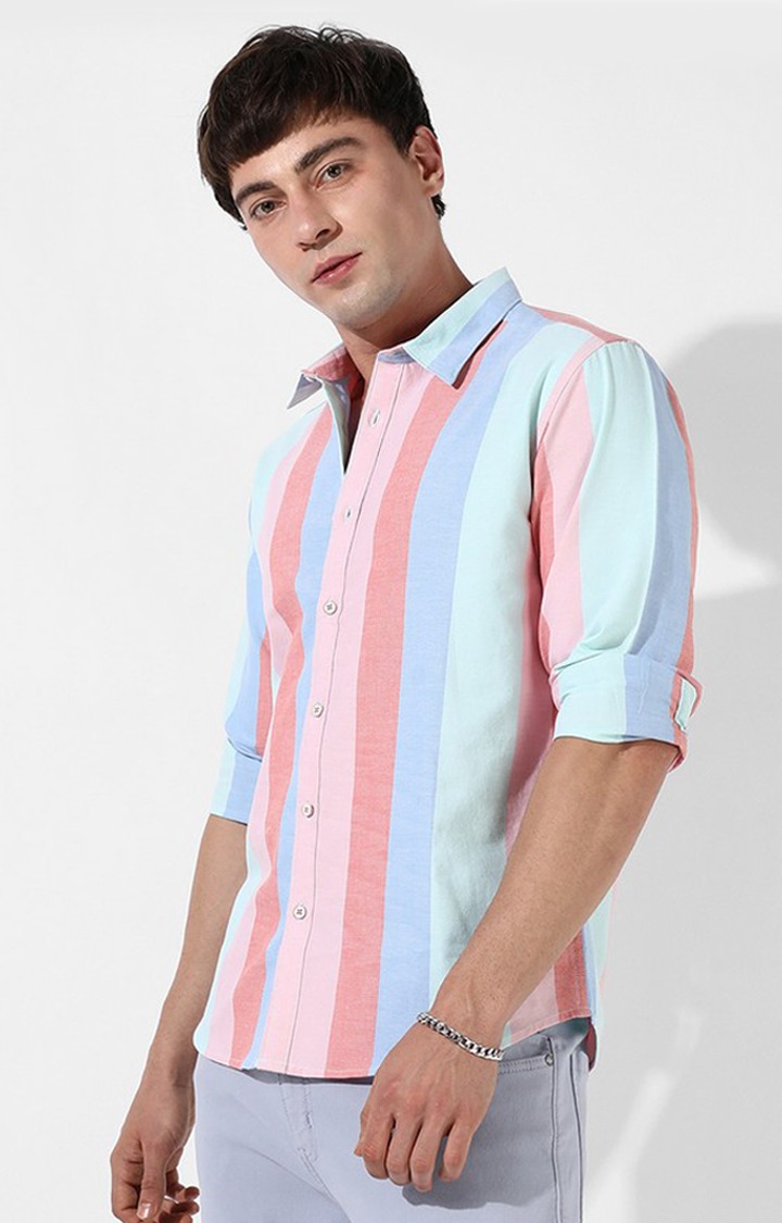 Men's Multicolour Cotton Striped Casual Shirt