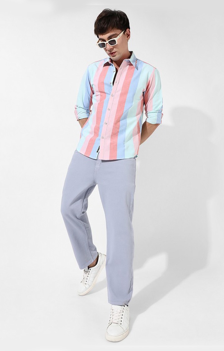 Men's Multicolour Cotton Striped Casual Shirt