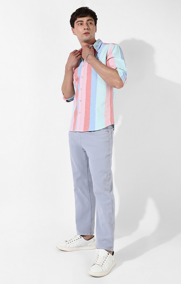 Men's Multicolour Cotton Striped Casual Shirt