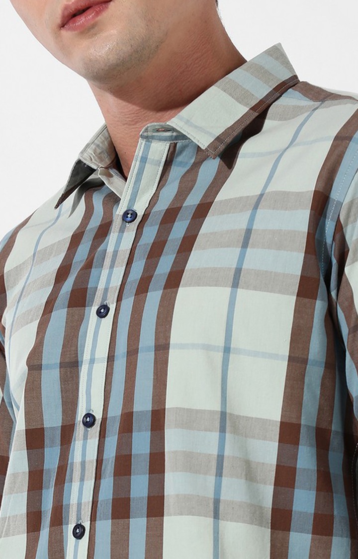 Men's Green Checked Casual Shirts