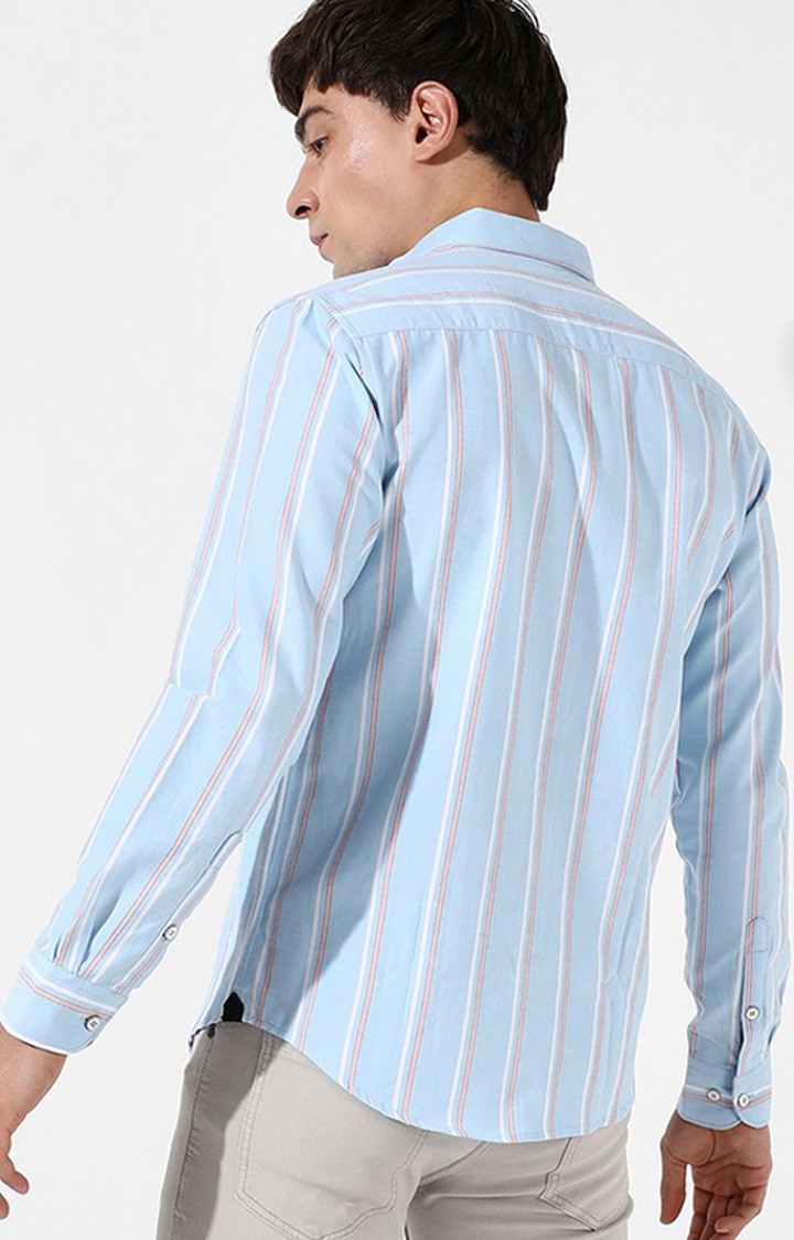 Men's Blue Striped Casual Shirts