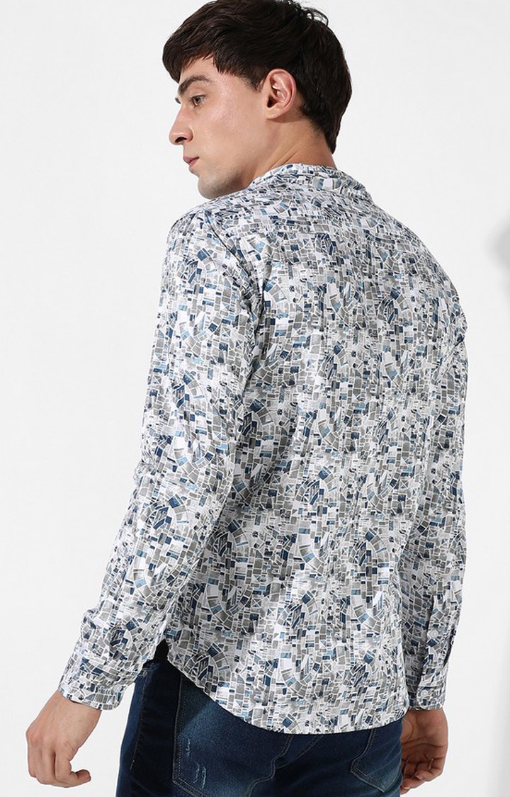 Men's Grey Printed Casual Shirts