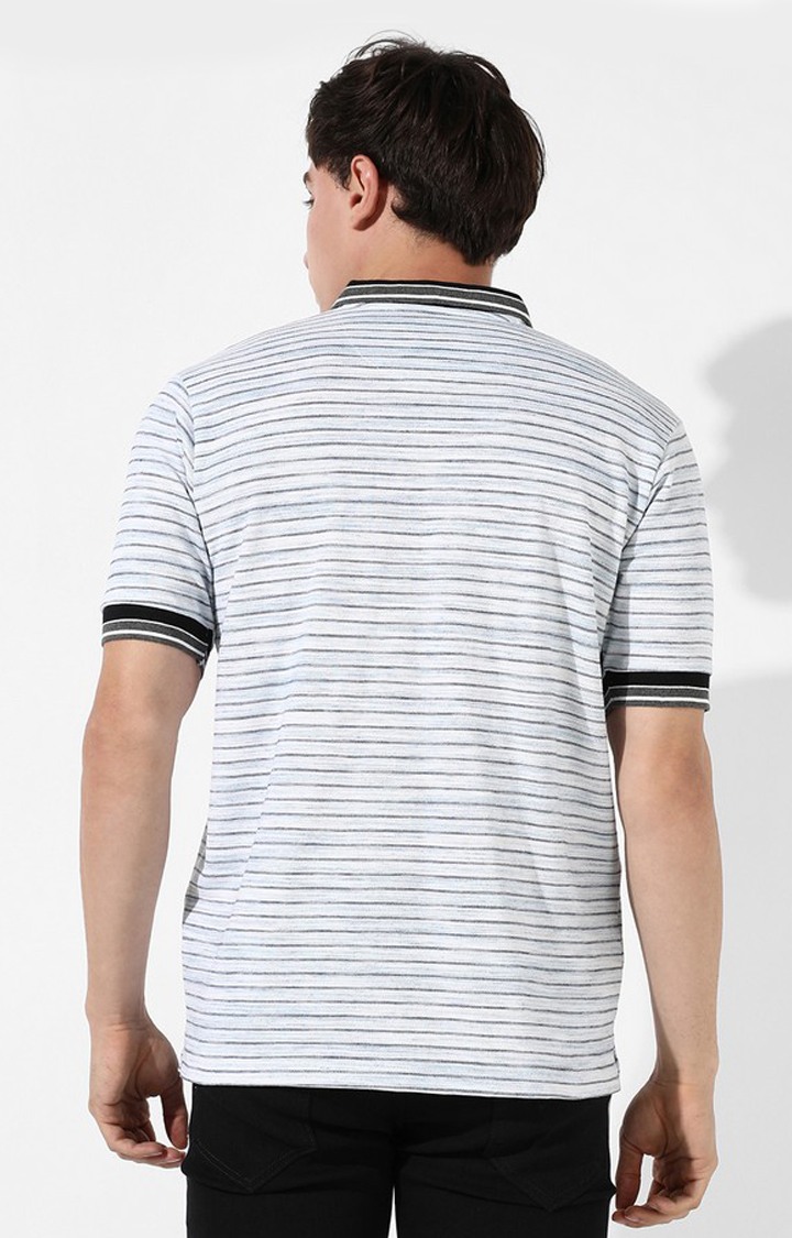 Men's White Striped Polos