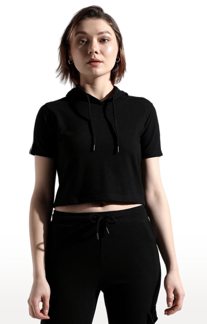 CAMPUS SUTRA | Women's Black Cotton Solid Co-ords