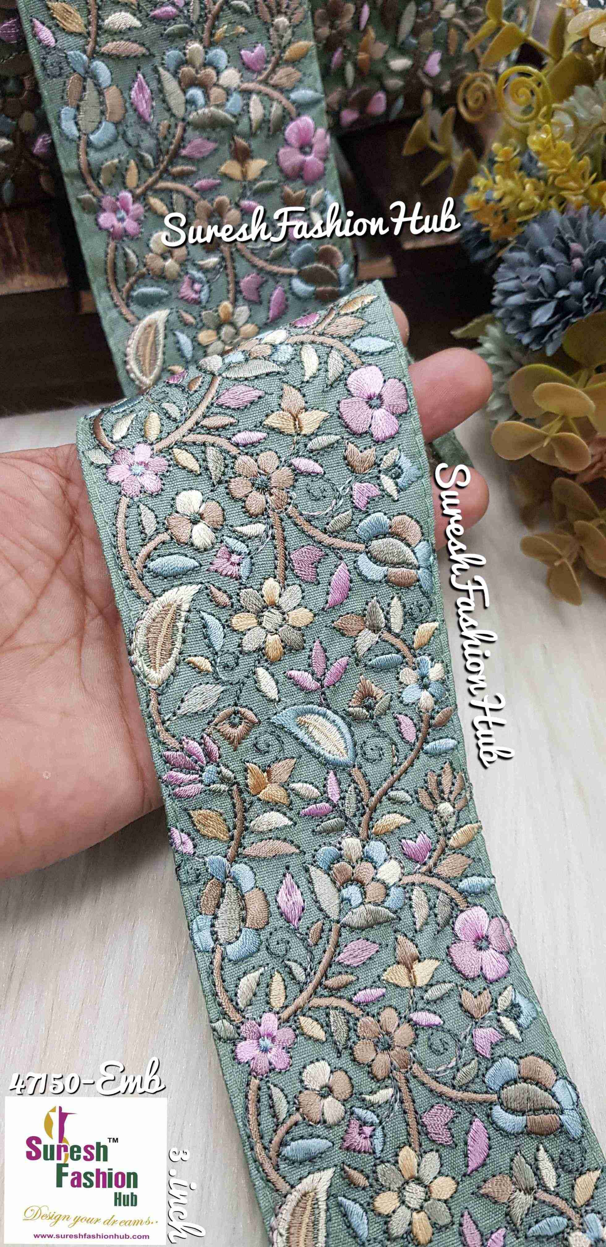 Hunter Green Zoroastrian Elegance: 9-Meter Parsi Embroidered Borders