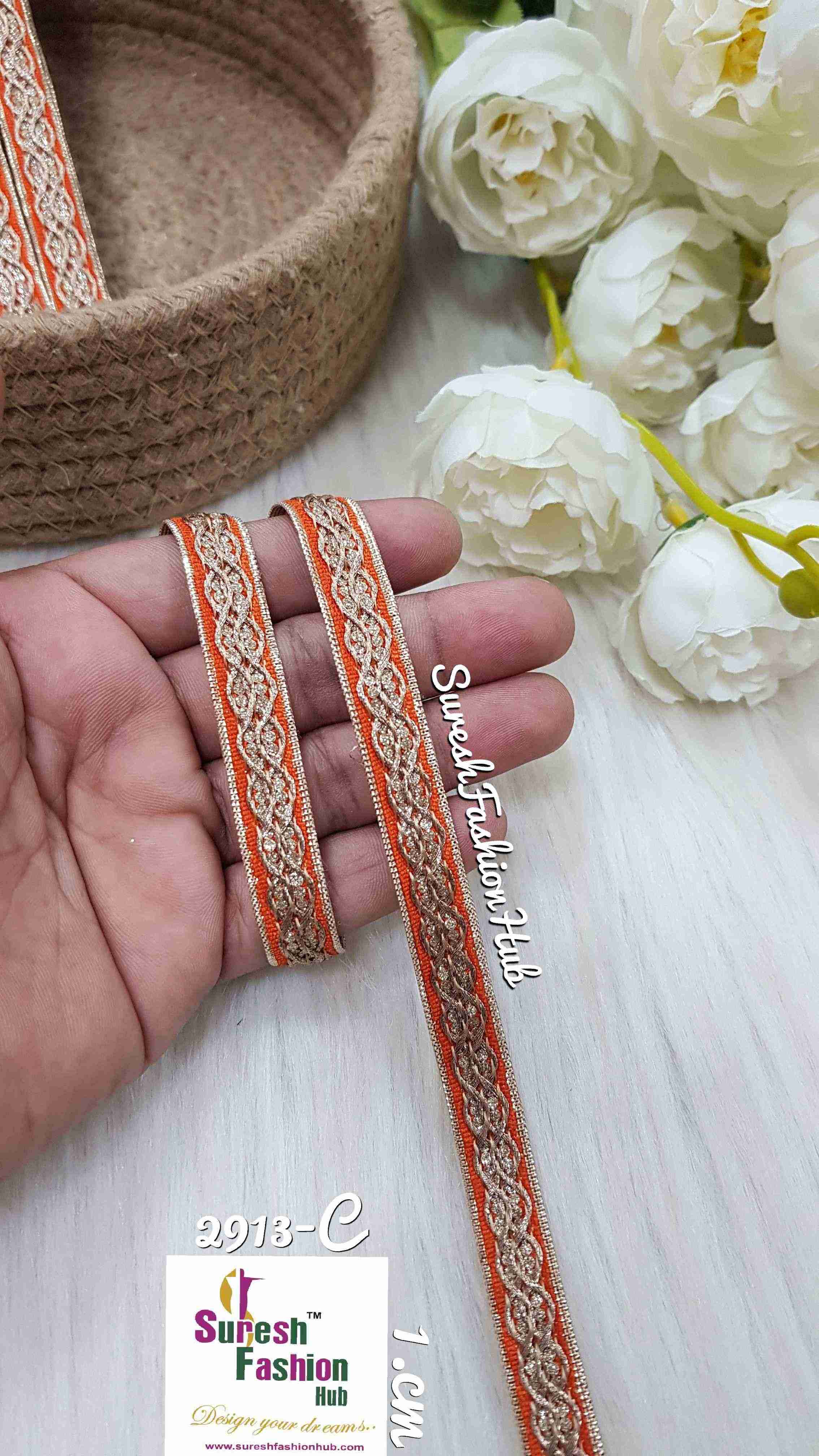 Orange Radiant Zari Embellishments Trim