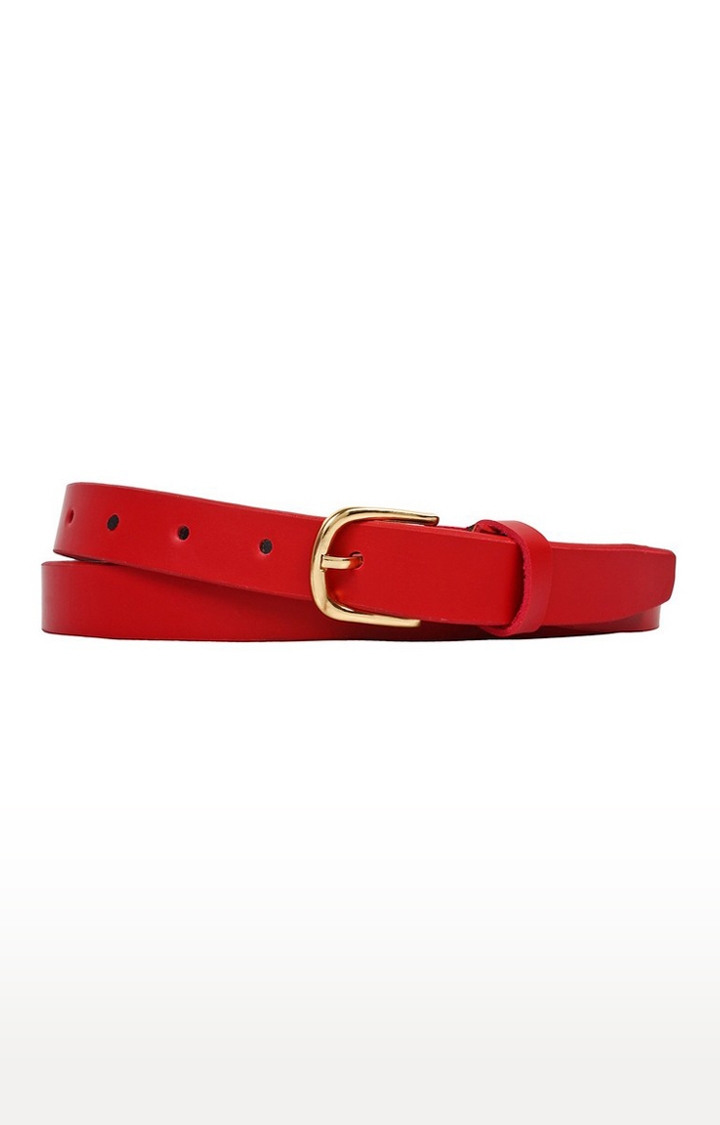 SIDEWOK | Sidewok Women's Vegan Leather Belt - Red 0