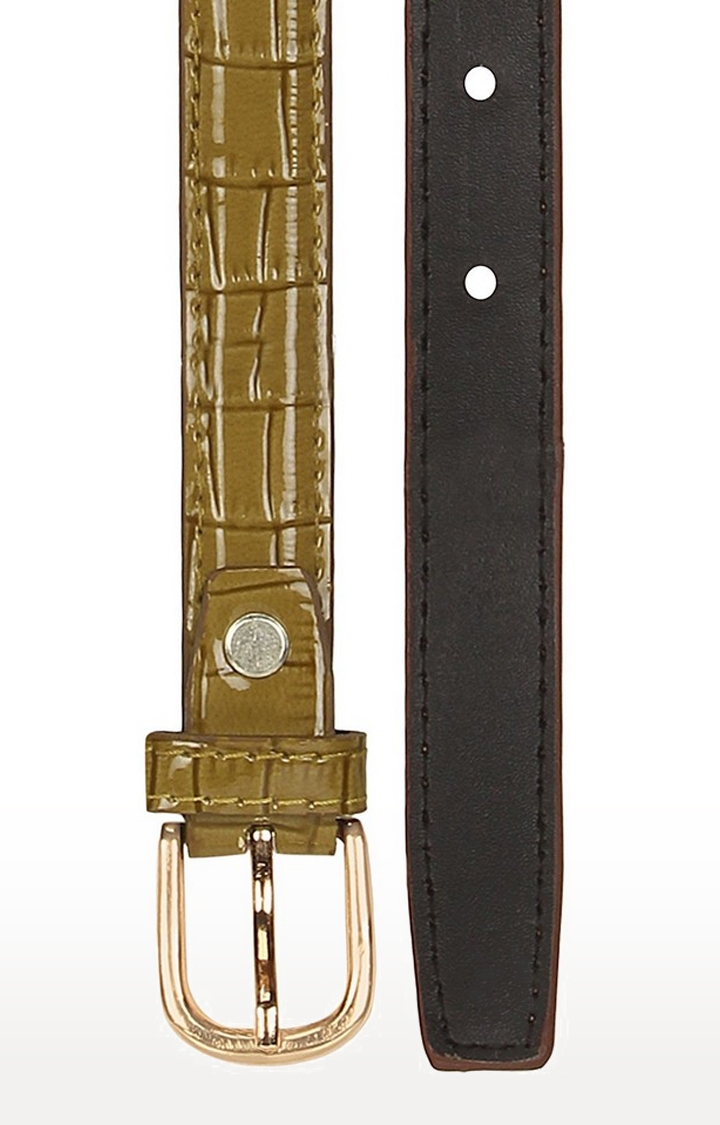 SIDEWOK | Sidewok Combo of Croco Print Shiny Glossy Sleek Belts For Women - Pack of 2 4
