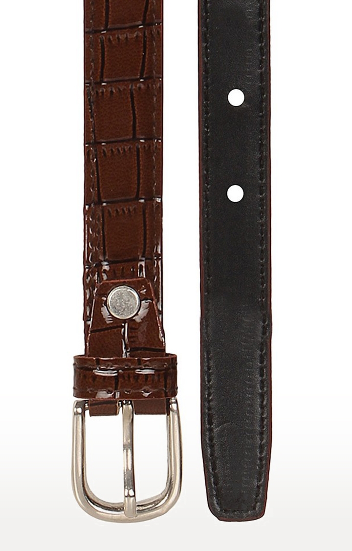 SIDEWOK | Sidewok Combo of Croco Print Shiny Glossy Sleek Belts For Women - Pack of 2 5
