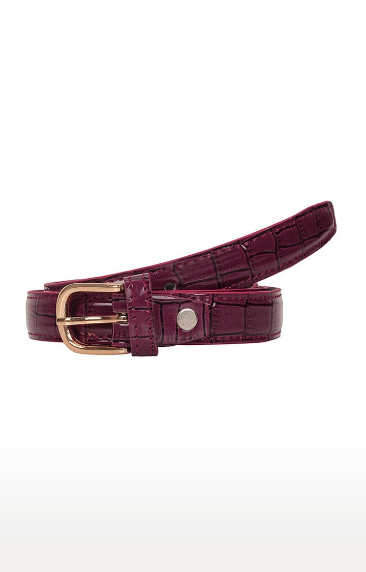 SIDEWOK | Sidewok Croco Print Shiny Glossy Sleek Belts For Women - Purple 0