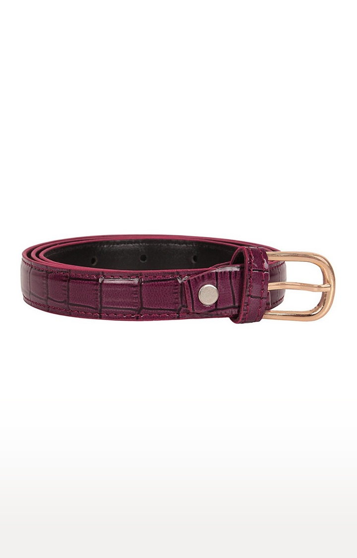SIDEWOK | Sidewok Croco Print Shiny Glossy Sleek Belts For Women - Purple 2