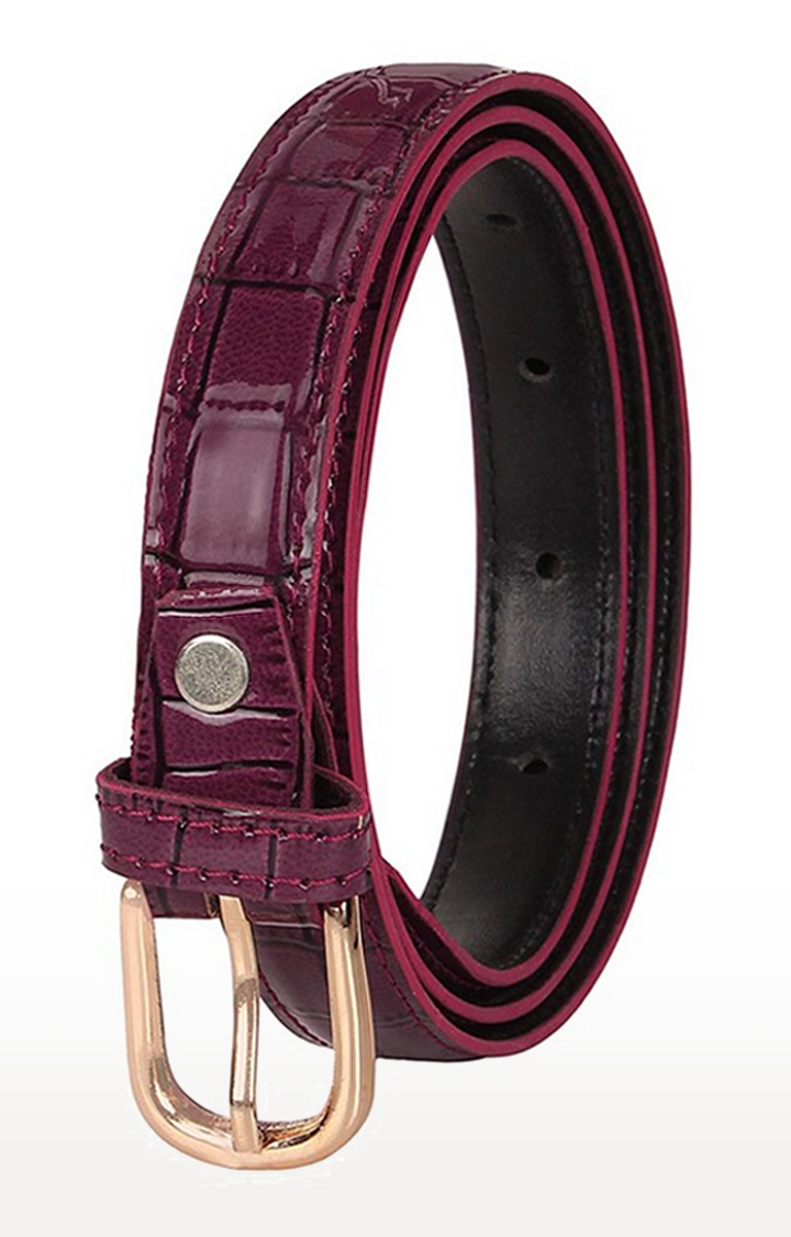 SIDEWOK | Sidewok Croco Print Shiny Glossy Sleek Belts For Women - Purple 1