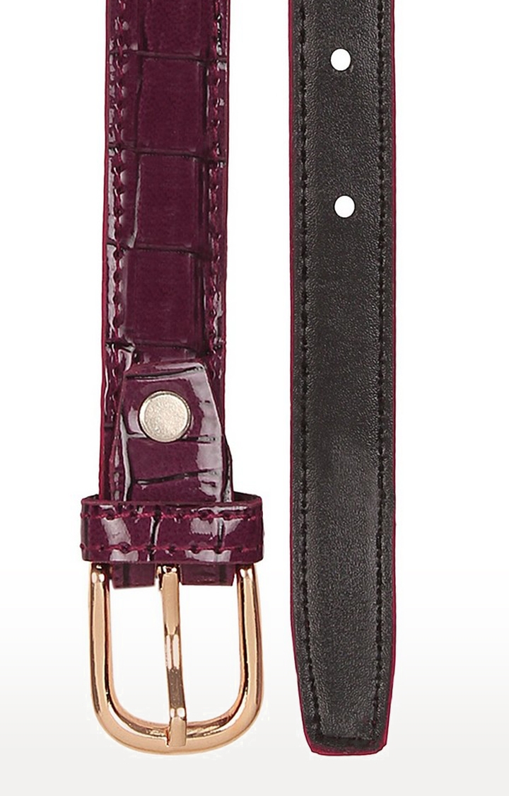 SIDEWOK | Sidewok Croco Print Shiny Glossy Sleek Belts For Women - Purple 3