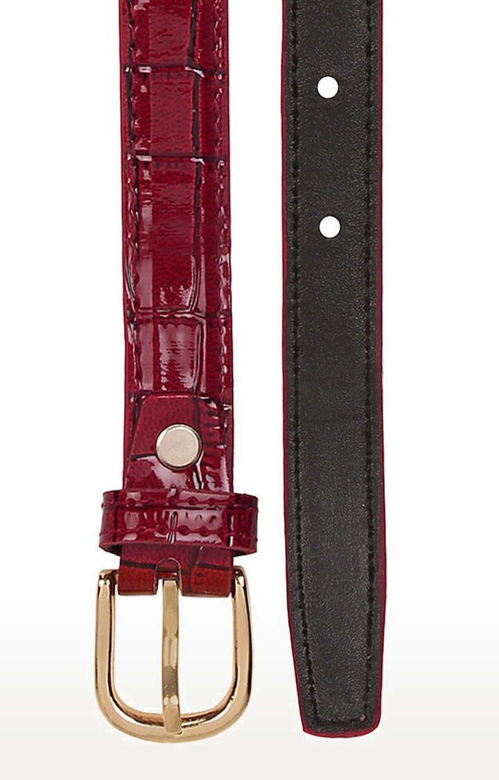 SIDEWOK | Sidewok Combo of Croco Print Shiny Glossy Sleek Belts For Women - Pack of 2 4