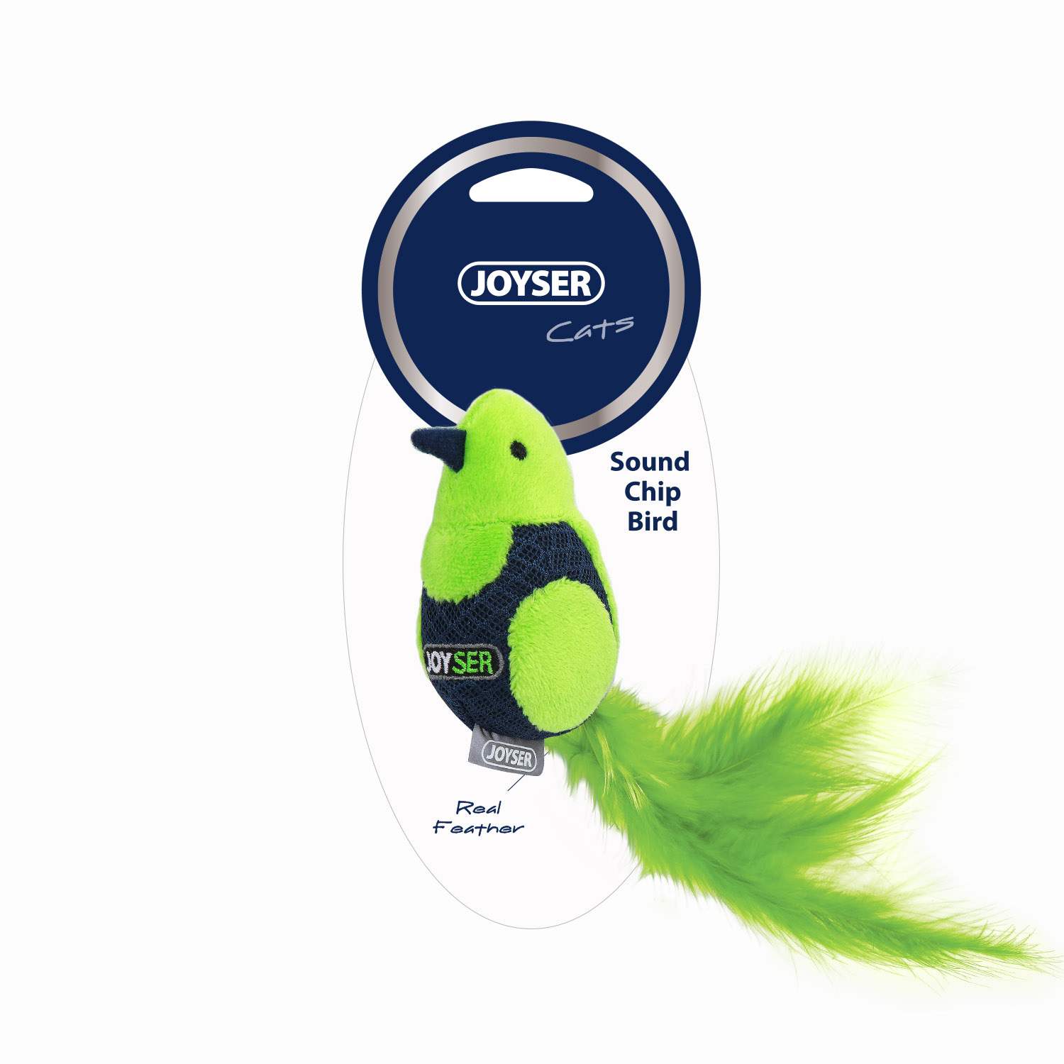 Joyser Cat Bird with Feather & Sound Chip (Green/Blue)