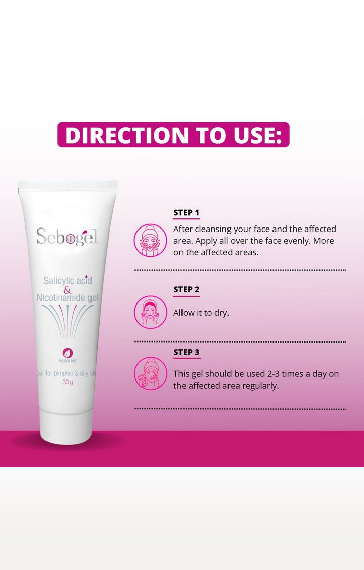 Sebogel Salicylic Acid & Nicotinamide Gel for Pimples and Oily Skin : 30gm : Pack of 04